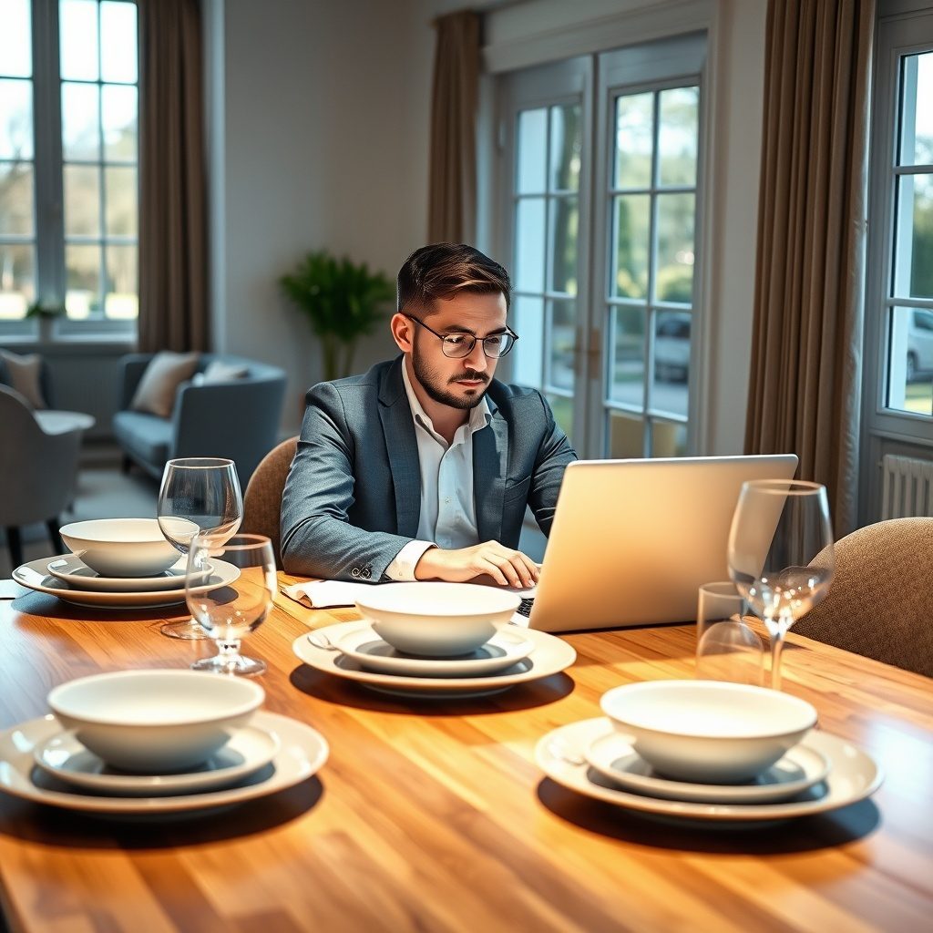 Elegant table setting with fine tableware