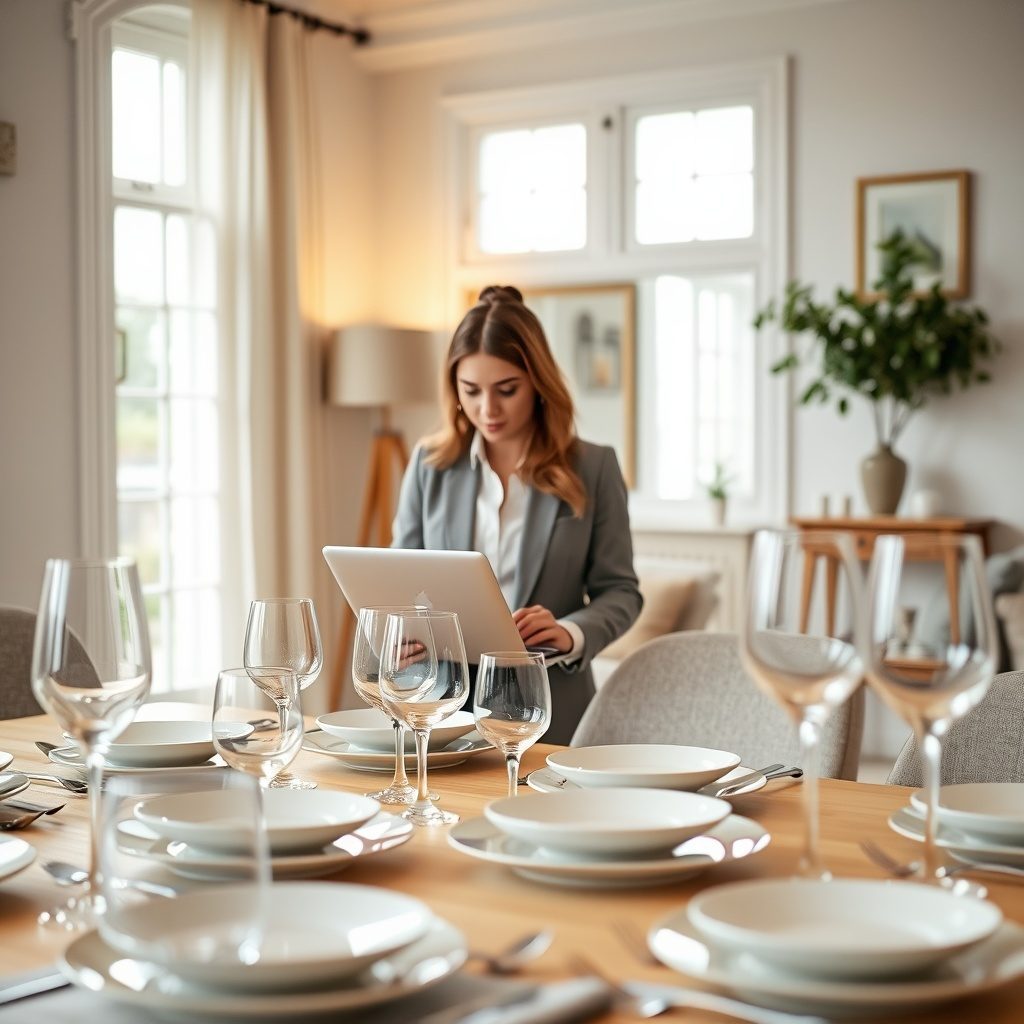 Elegant table setting with fine tableware.