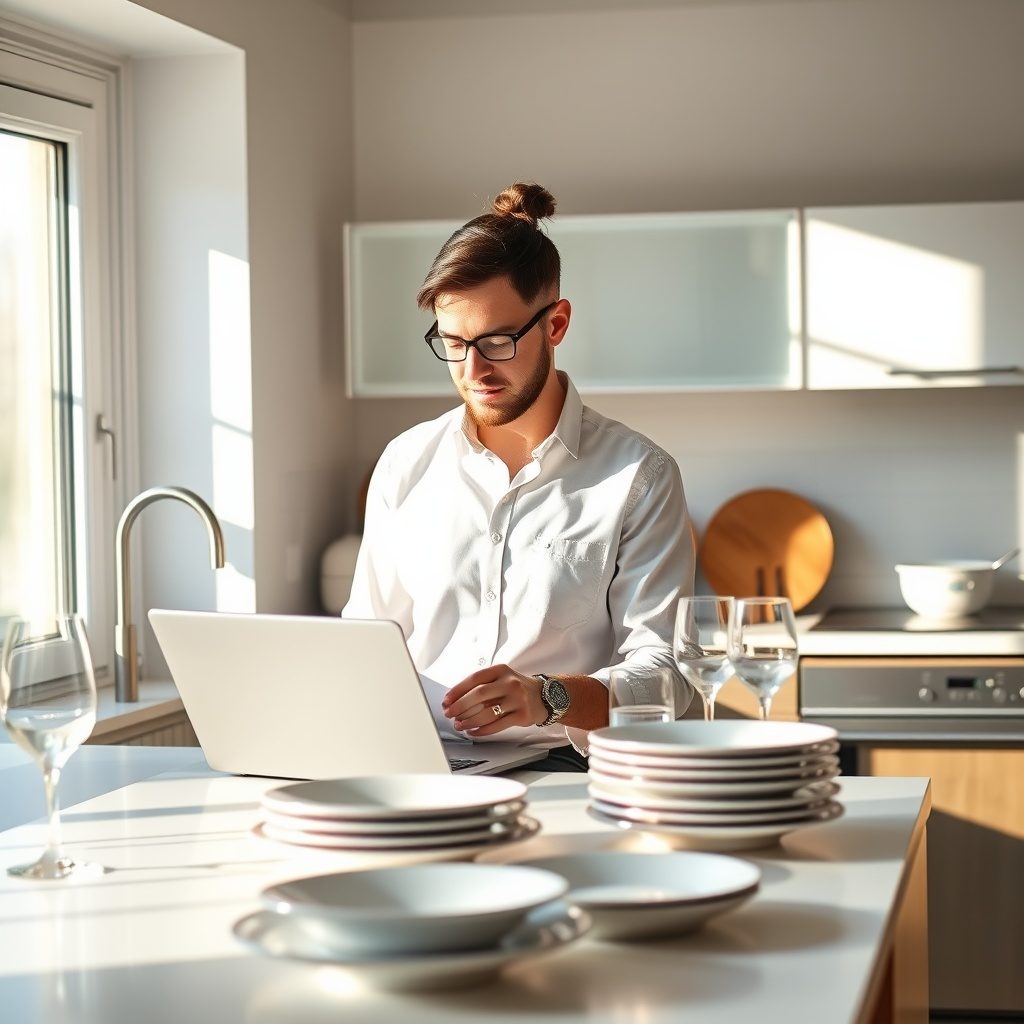 Elegant table setting with glassware and plates